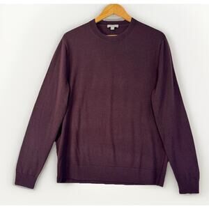 COS Men's Plum‎ Ribbed Knit Wool Sweater XL Minimalist Pullover Long Sleeve
